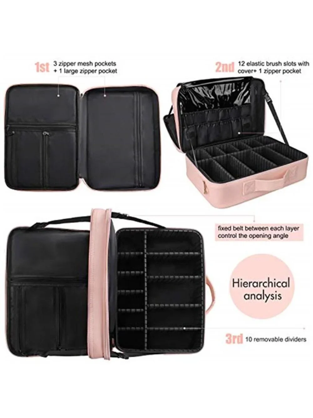 Travel Makeup Train Case Cosmetic Case Organizer Portable Artist Storage Bag